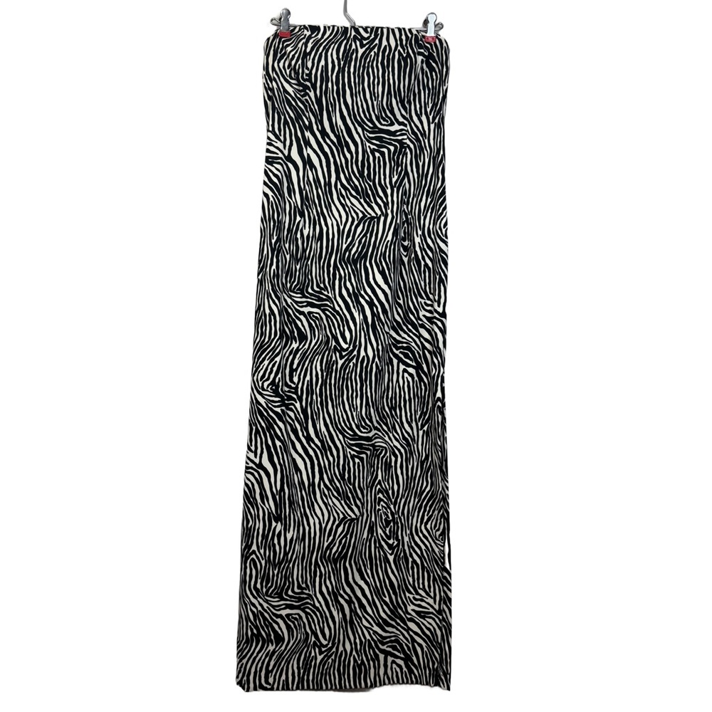 Vintage Jessica McClintock Gunne Sax Zebra Strapless Maxi Dress